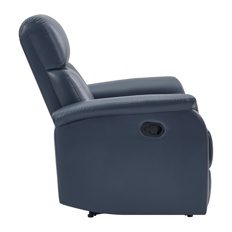 Scranton & Co Pushback Recliner in Navy Faux Leather Traditional Style