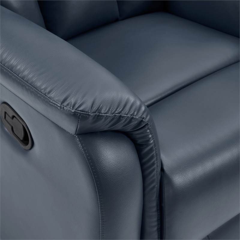 Scranton & Co Pushback Recliner in Navy Faux Leather Traditional Style