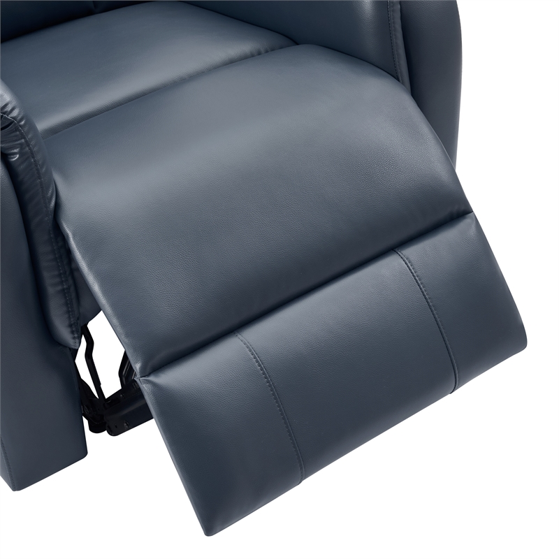 Scranton & Co Pushback Recliner in Navy Faux Leather Traditional Style