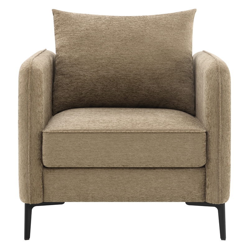 Scranton & Co Accent Chair in Taupe Fabric with Black Metal Legs Modern