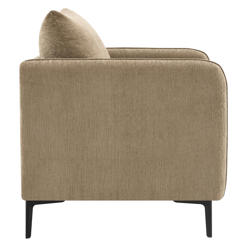 Scranton & Co Accent Chair in Taupe Fabric with Black Metal Legs Modern
