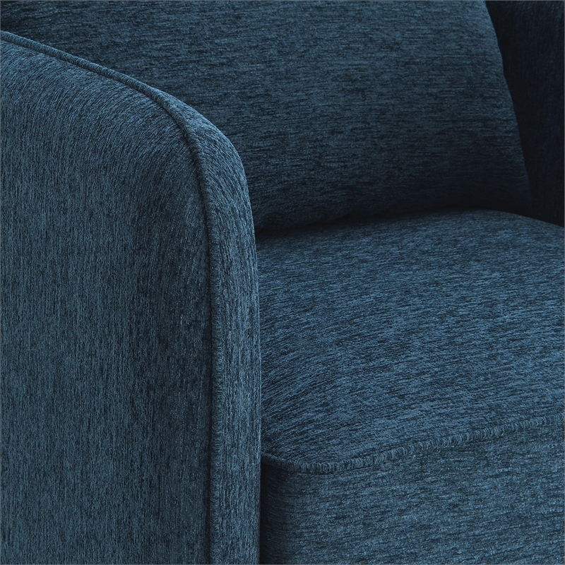 Scranton & Co Accent Chair in Navy Green Fabric with Black Metal Legs