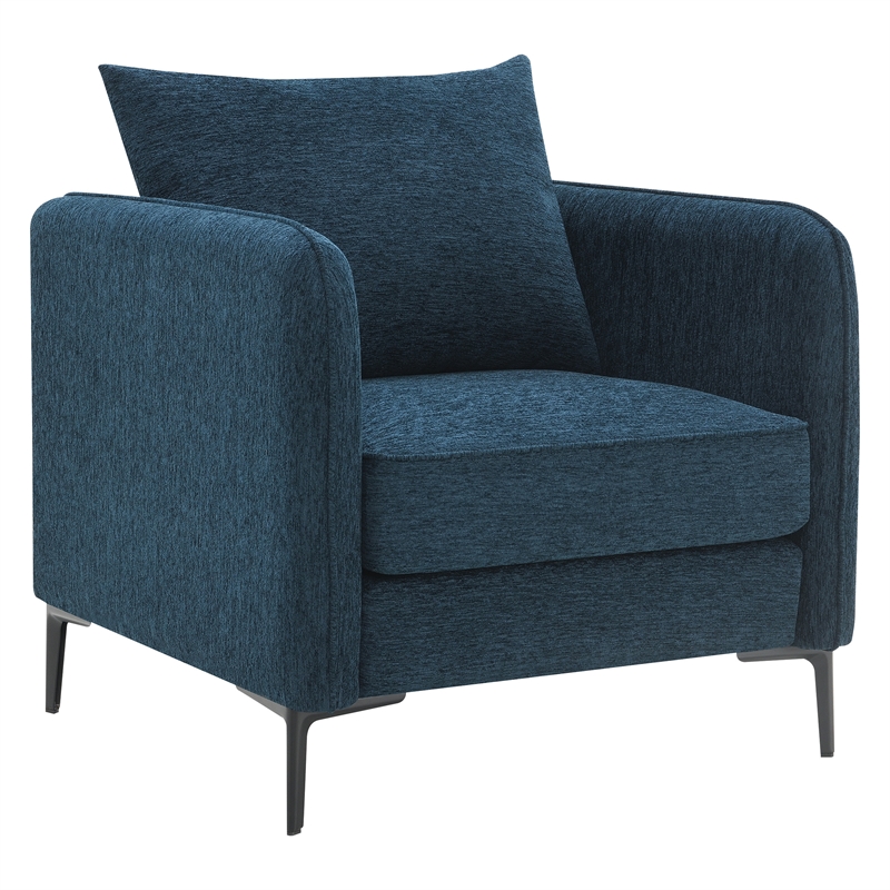Scranton & Co Accent Chair in Navy Green Fabric with Black Metal Legs