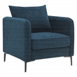 Scranton & Co Accent Chair in Navy Green Fabric with Black Metal Legs