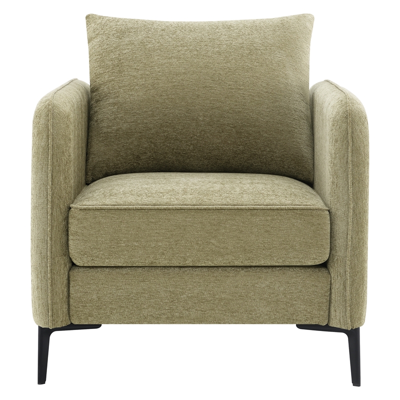 Scranton & Co Accent Chair in Sea Green Fabric with Black Metal Legs