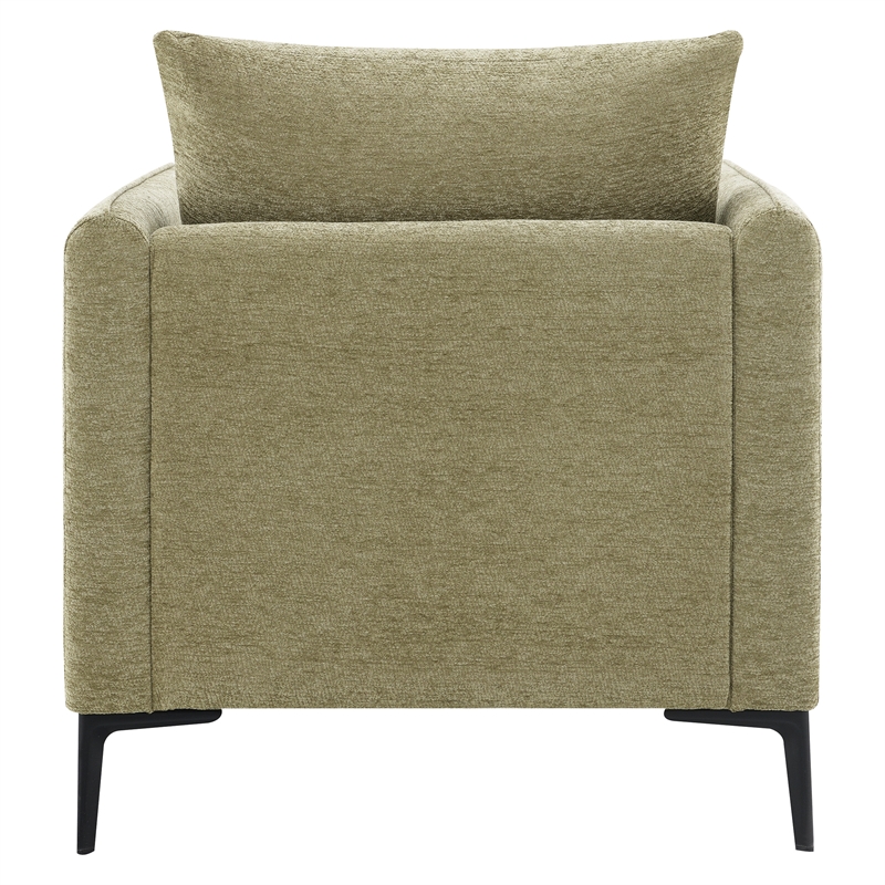 Scranton & Co Accent Chair in Sea Green Fabric with Black Metal Legs