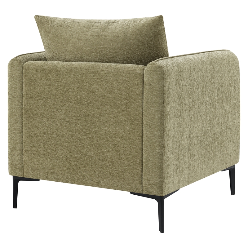 Scranton & Co Accent Chair in Sea Green Fabric with Black Metal Legs