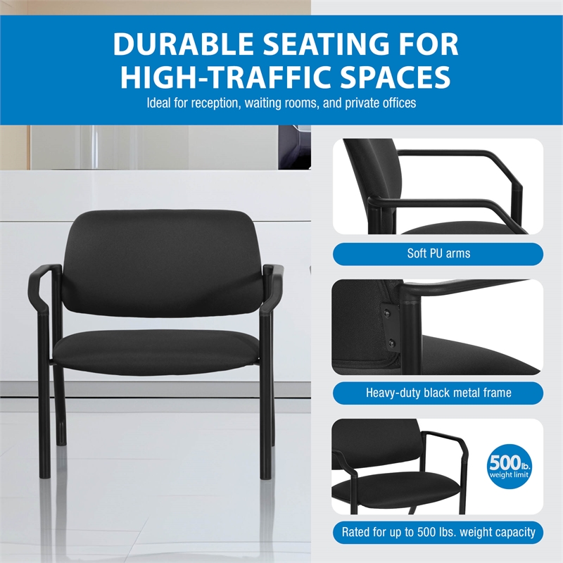 Scranton & Co Big & Tall Guest Chair in Black Fabric 500 lb Capacity