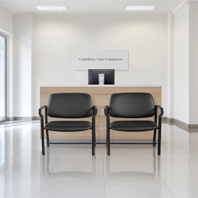 Scranton & Co Big & Tall Guest Chair in Black Fabric PU Arms 500 lb