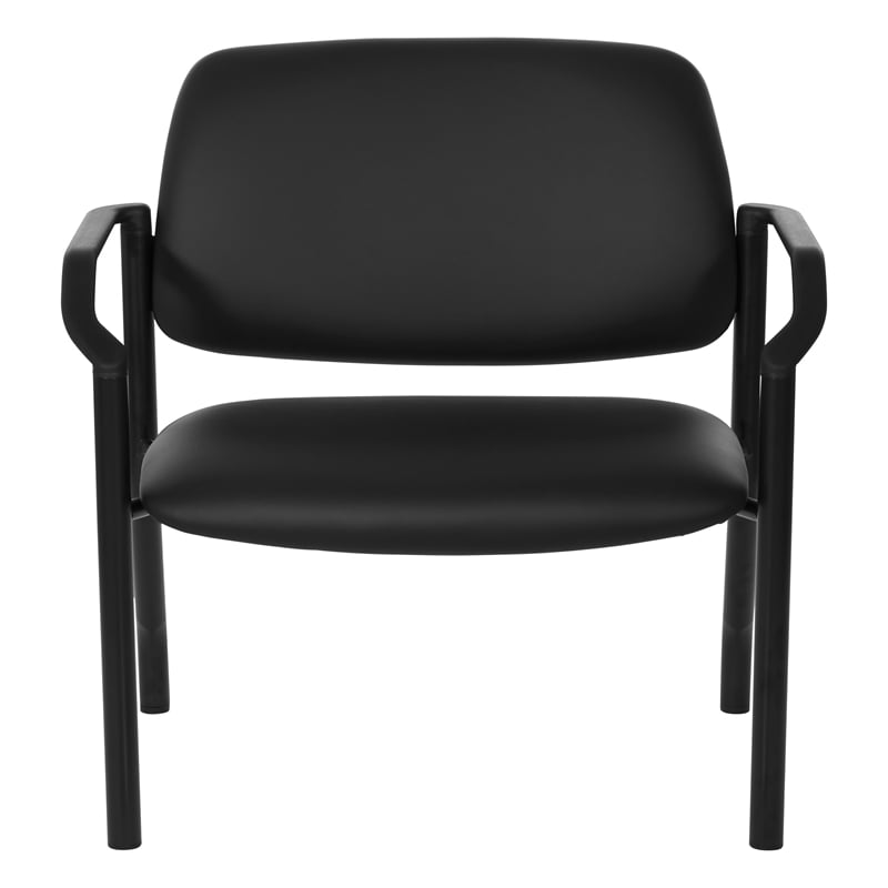 Scranton & Co Big & Tall Guest Chair in Black Fabric PU Arms 500 lb