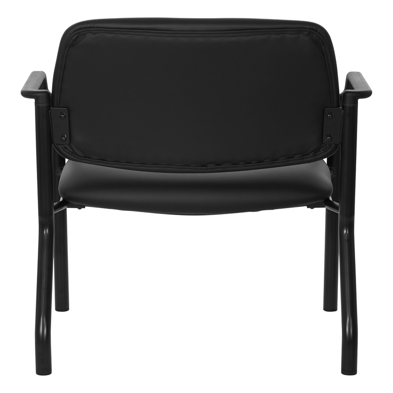 Scranton & Co Big & Tall Guest Chair in Black Fabric PU Arms 500 lb