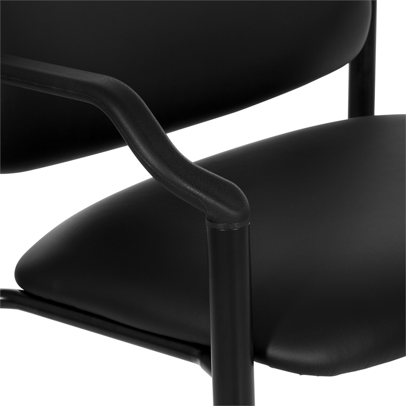 Scranton & Co Big & Tall Guest Chair in Black Fabric PU Arms 500 lb