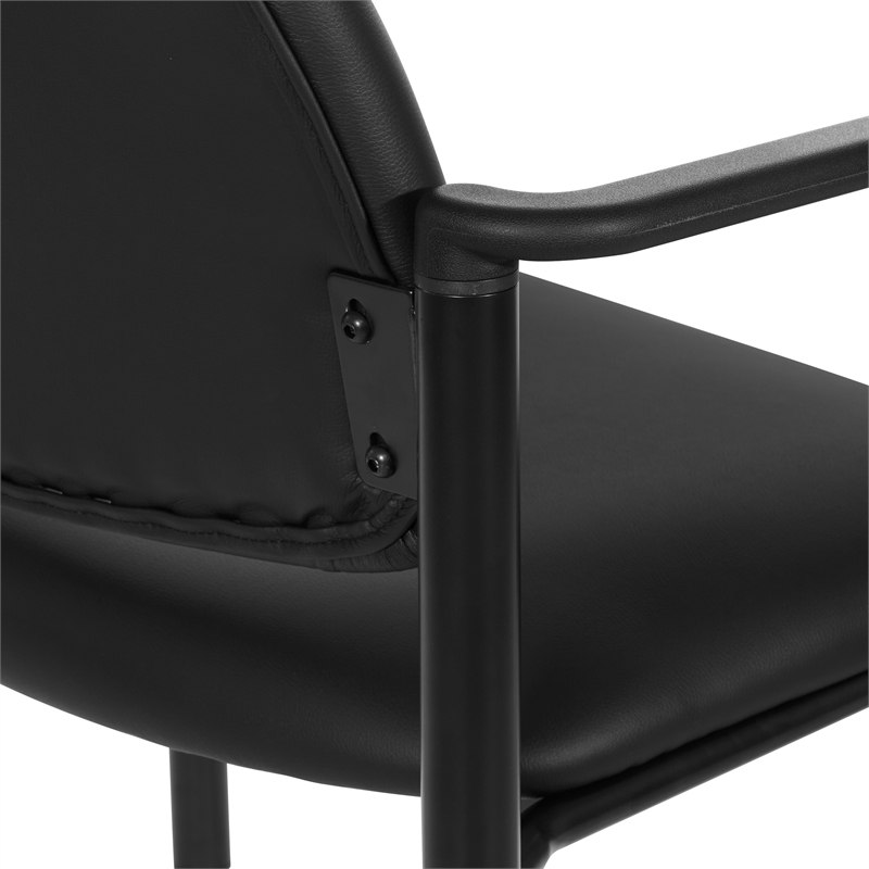 Scranton & Co Big & Tall Guest Chair in Black Fabric PU Arms 500 lb