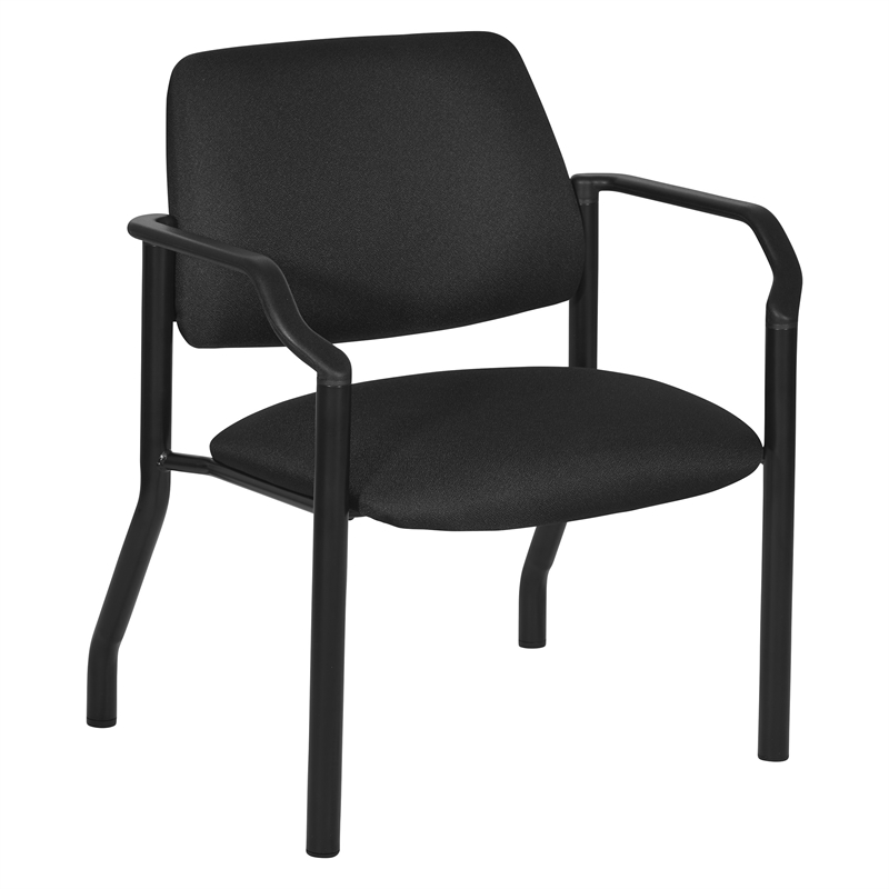 Scranton & Co Big & Tall Guest Chair in Black Fabric PU Arms 400 lb