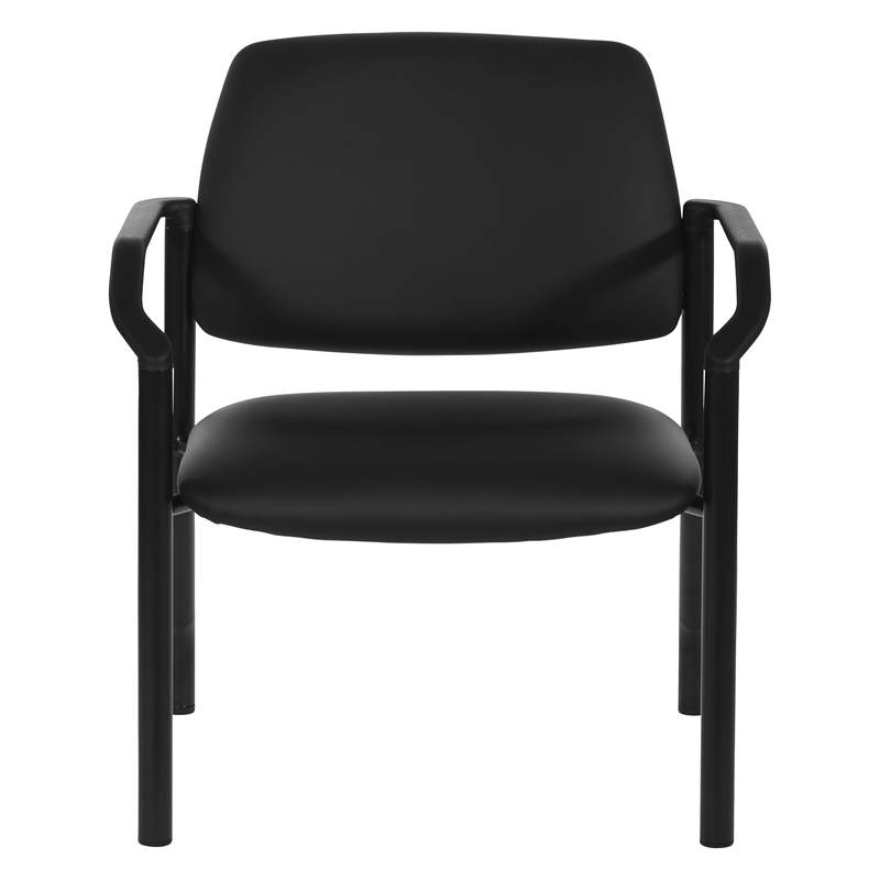 Scranton & Co Big & Tall Guest Chair in Black Fabric PU Arms 400 lb