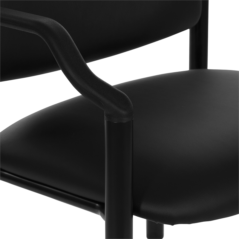 Scranton & Co Big & Tall Guest Chair in Black Fabric PU Arms 400 lb