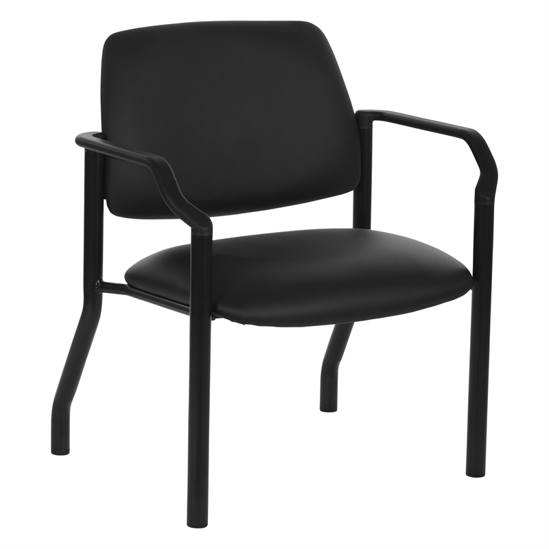 Scranton & Co Big & Tall Guest Chair in Black Fabric PU Arms 400 lb