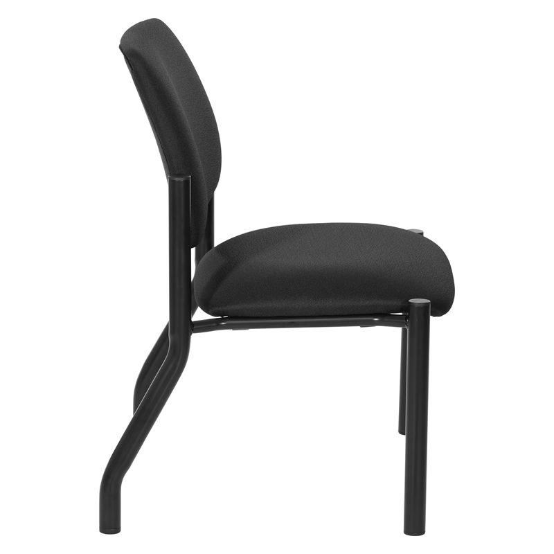 Scranton & Co Big & Tall Armless Guest Chair in Black Fabric 400 lb