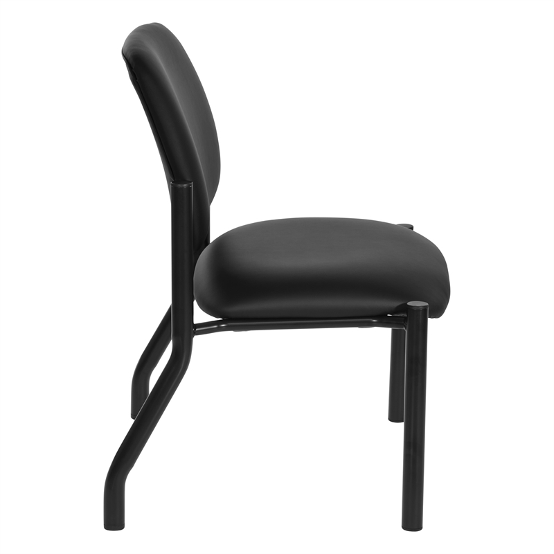 Scranton & Co Big & Tall Armless Guest Chair in Black Fabric 500 lb