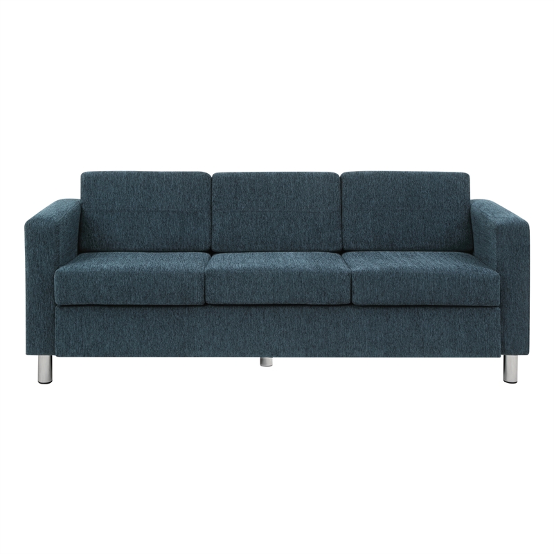 Scranton & Co Easy-Care Sofa in Navy Fabric with Chrome Finish Legs