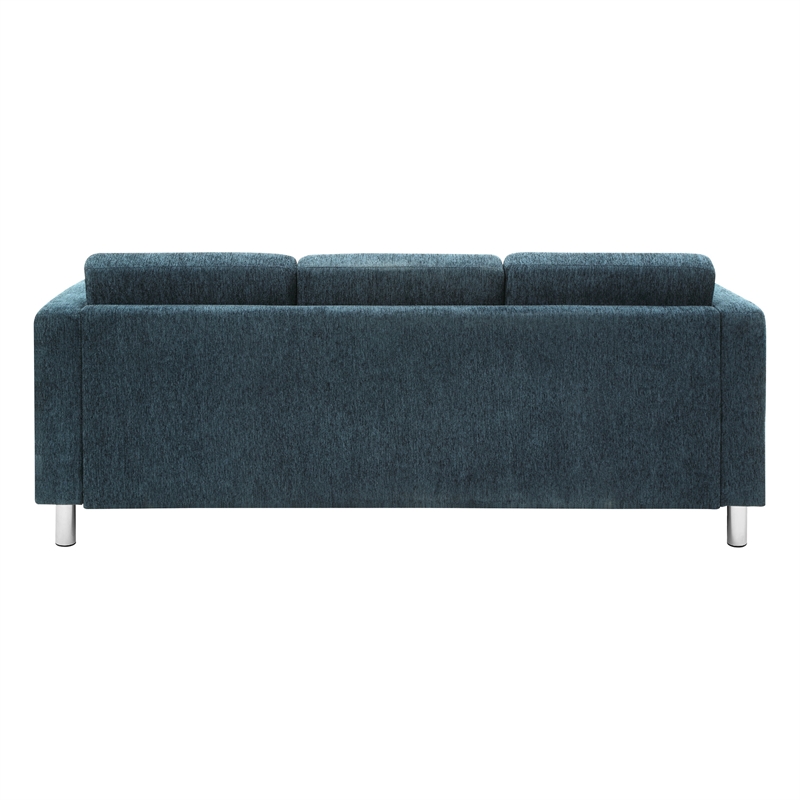 Scranton & Co Easy-Care Sofa in Navy Fabric with Chrome Finish Legs