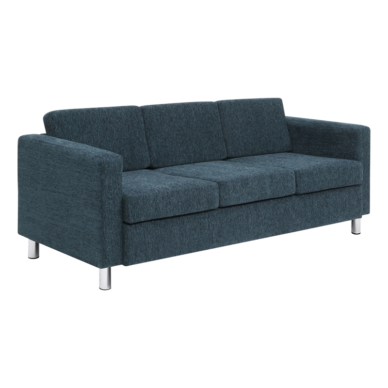 Scranton & Co Easy-Care Sofa in Navy Fabric with Chrome Finish Legs