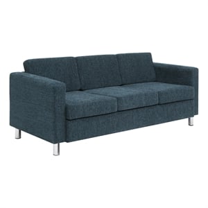 Scranton & Co Easy-Care Sofa in Navy Fabric with Chrome Finish Legs