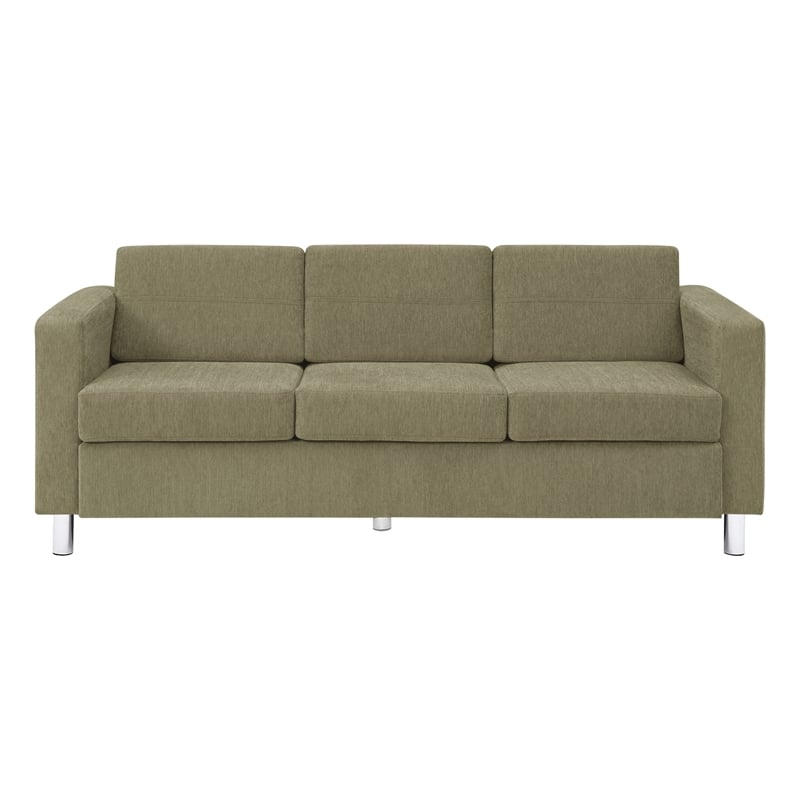 Scranton & Co Easy-Care Sofa in Sea Green Fabric with Chrome Finish Legs
