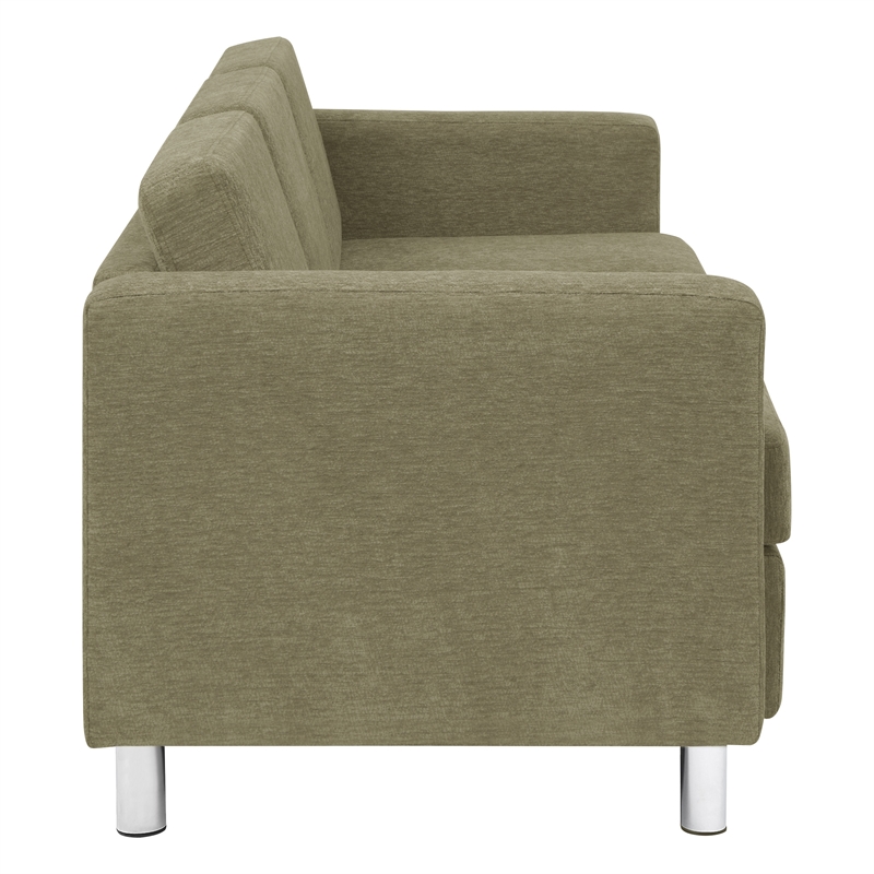 Scranton & Co Easy-Care Sofa in Sea Green Fabric with Chrome Finish Legs