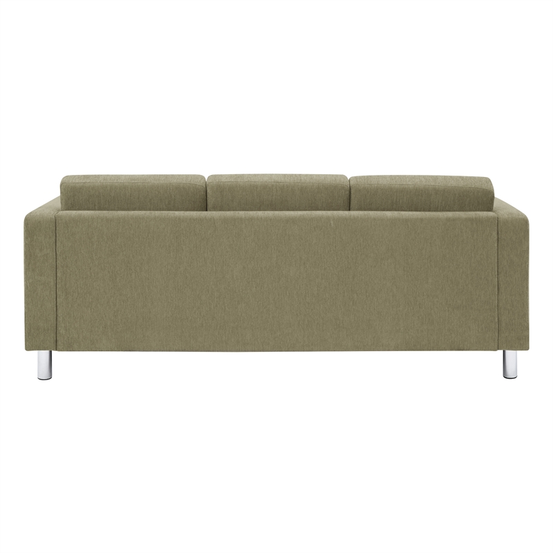 Scranton & Co Easy-Care Sofa in Sea Green Fabric with Chrome Finish Legs