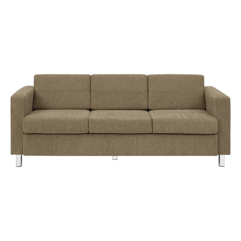 Scranton & Co Easy-Care Sofa in Taupe Fabric with Chrome Finish Legs