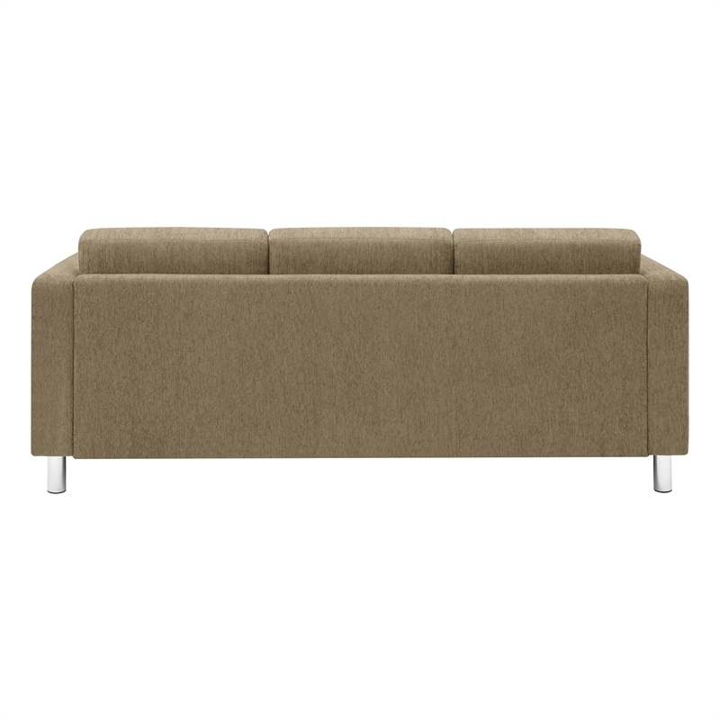 Scranton & Co Easy-Care Sofa in Taupe Fabric with Chrome Finish Legs