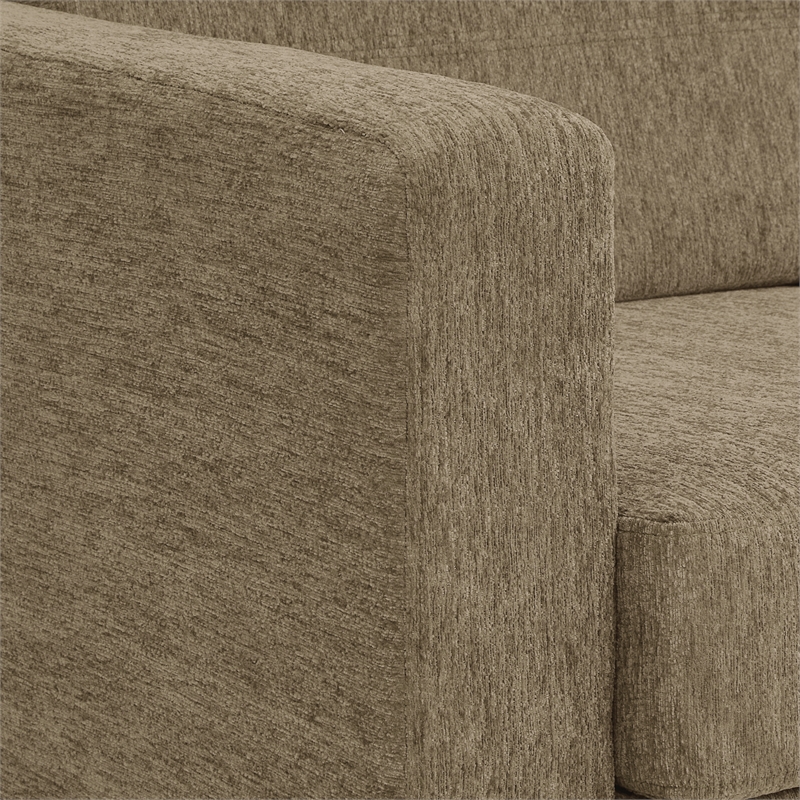 Scranton & Co Easy-Care Sofa in Taupe Fabric with Chrome Finish Legs