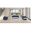 Scranton & Co Easy-Care Loveseat in Navy Fabric with Chrome Finished Legs