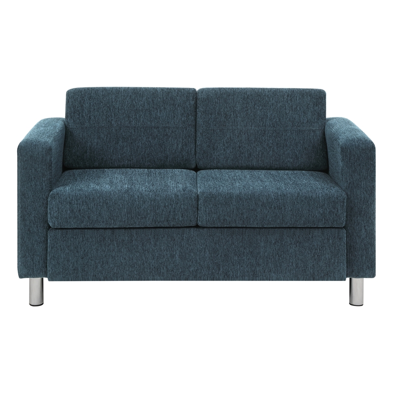 Scranton & Co Easy-Care Loveseat in Navy Fabric with Chrome Finished Legs
