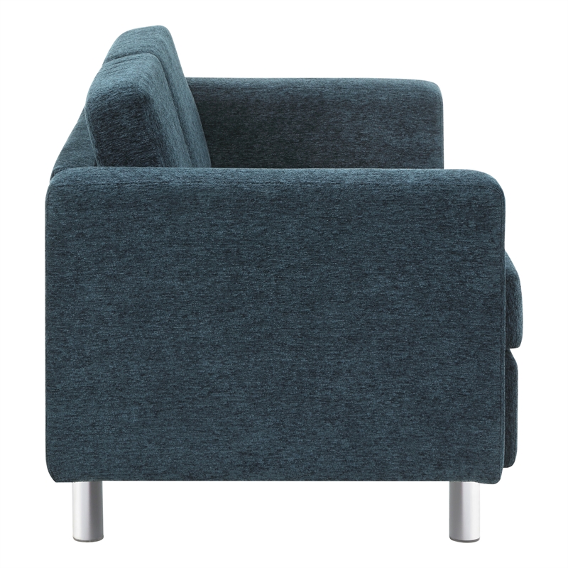 Scranton & Co Easy-Care Loveseat in Navy Fabric with Chrome Finished Legs