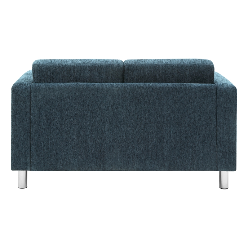 Scranton & Co Easy-Care Loveseat in Navy Fabric with Chrome Finished Legs