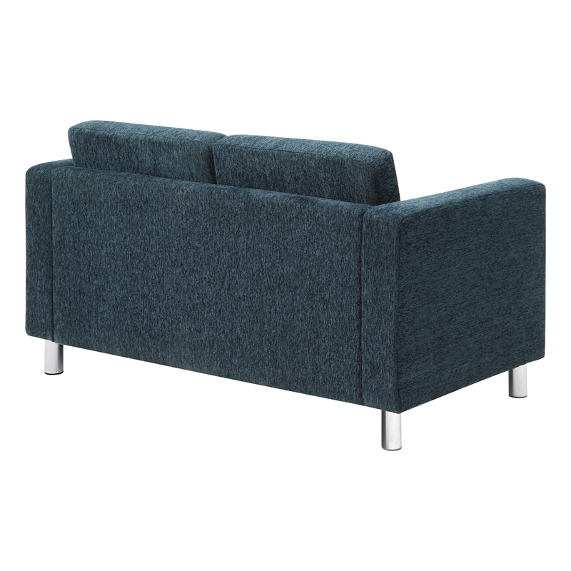 Scranton & Co Easy-Care Loveseat in Navy Fabric with Chrome Finished Legs