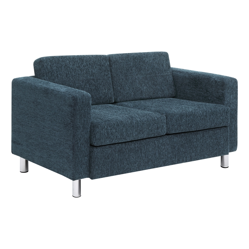 Scranton & Co Easy-Care Loveseat in Navy Fabric with Chrome Finished Legs