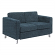 Scranton & Co Easy-Care Loveseat in Navy Fabric with Chrome Finished Legs