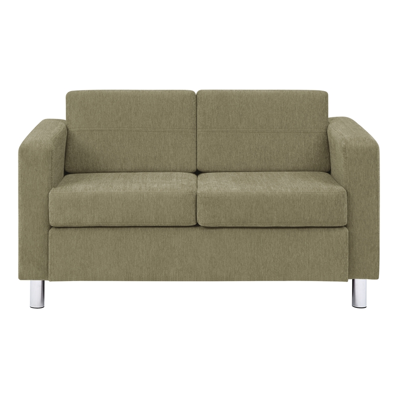 Scranton & Co Easy-Care Loveseat in Sea Green Fabric with Chrome Finished Legs