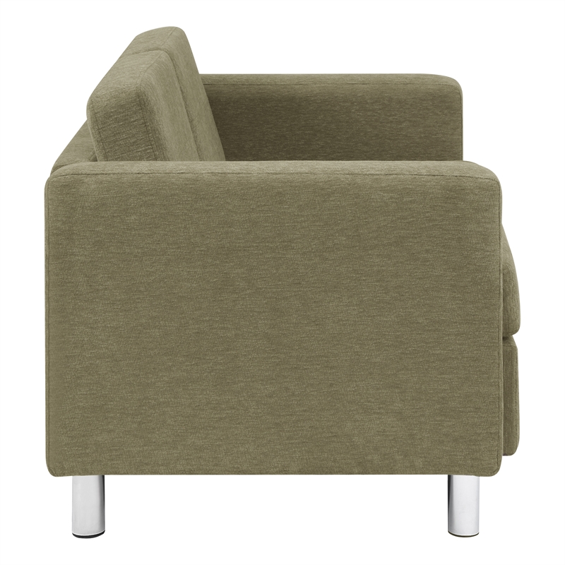 Scranton & Co Easy-Care Loveseat in Sea Green Fabric with Chrome Finished Legs