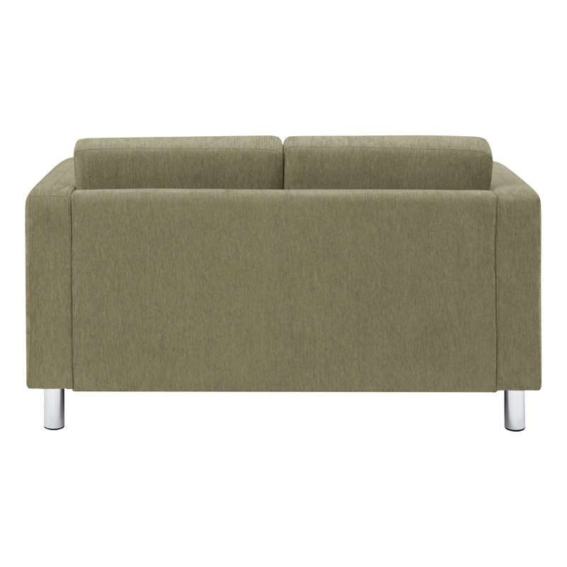 Scranton & Co Easy-Care Loveseat in Sea Green Fabric with Chrome Finished Legs