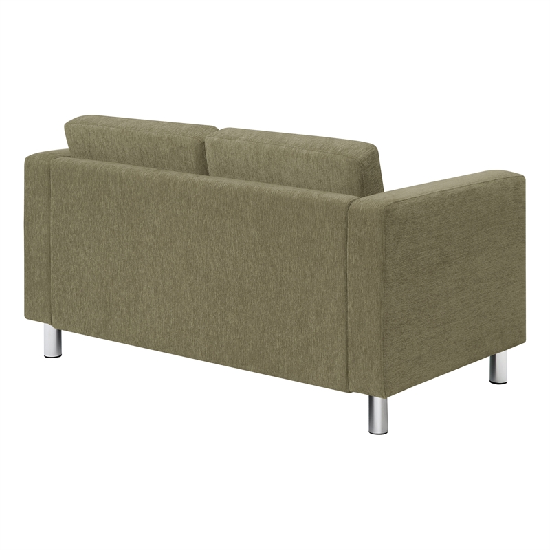Scranton & Co Easy-Care Loveseat in Sea Green Fabric with Chrome Finished Legs