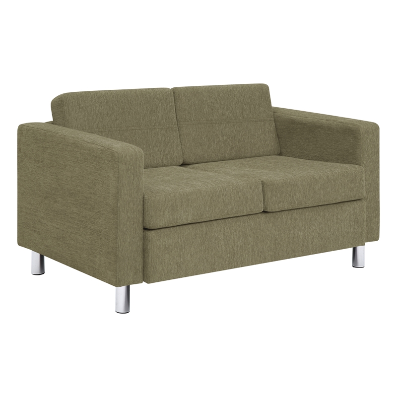 Scranton & Co Easy-Care Loveseat in Sea Green Fabric with Chrome Finished Legs