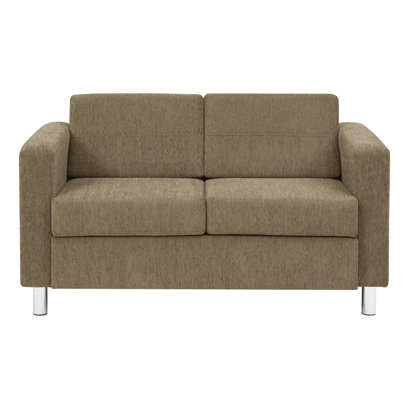 Scranton & Co Easy-Care Loveseat in Taupe Fabric with Chrome Finished Legs
