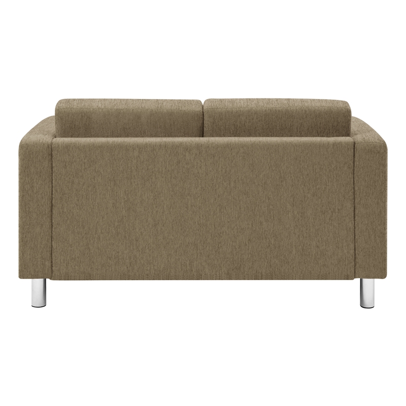 Scranton & Co Easy-Care Loveseat in Taupe Fabric with Chrome Finished Legs