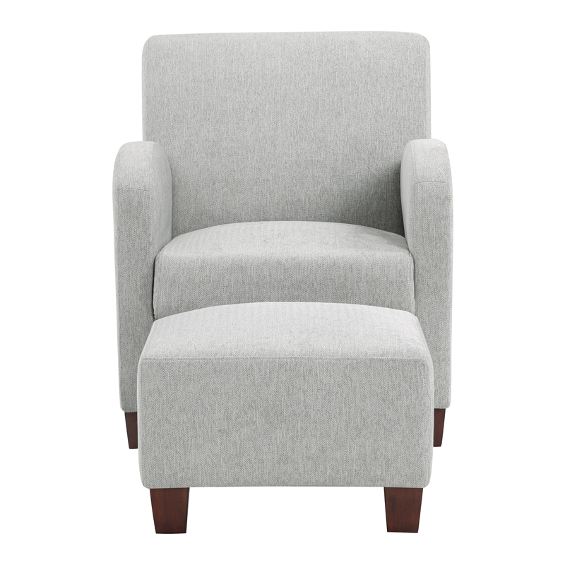 Scranton & Co Club Chair & Ottoman in Herringbone Smoke Gray Fabric