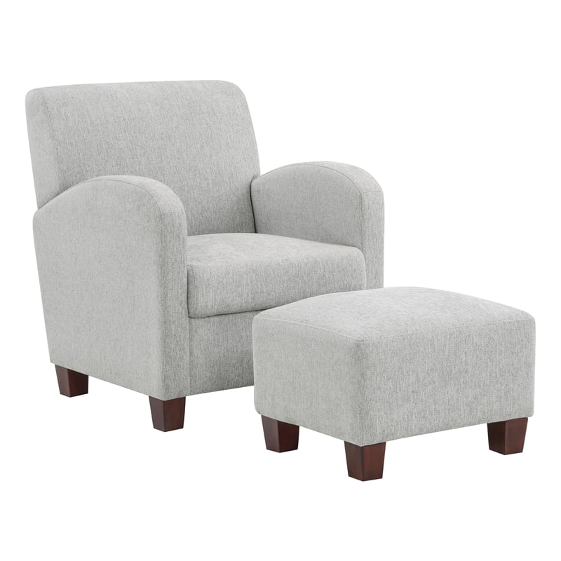 Scranton & Co Club Chair & Ottoman in Herringbone Smoke Gray Fabric