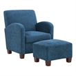 Scranton & Co Club Chair & Ottoman in Herringbone Navy Blue Fabric